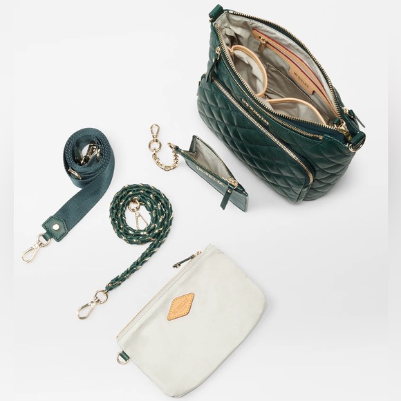 NWT MZ Wallace Emerald Leather Metro Scout Deluxe + leather metallic card case - Picture 8 of 10